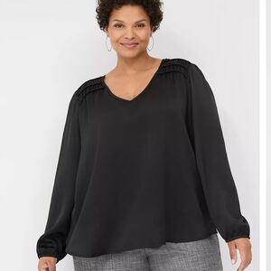 Lane Bryant Black V-Neck Blouse